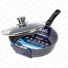 Сковорода 24 см с 7-слойным антипригарным ЭКО покрытием, серия БАЙКАЛ с крышкой, съемная ручка