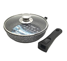 Сковорода 20 см с 7-слойным антипригарным ЭКО покрытием, серия БАЙКАЛ с крышкой, съемная ручка