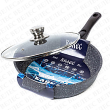 Сковорода 26 см с 7-слойным антипригарным ЭКО покрытием, серия БАЙКАЛ с крышкой, съемная ручка