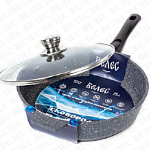 Сковорода 28 см с 7-слойным антипригарным ЭКО покрытием, серия БАЙКАЛ с крышкой, съемная ручка